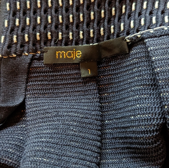 Maje - Josette Jacquard Flare pleated skirt, in Navy Blue (size 1) - Picture 4 of 5